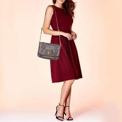 Miu Miu Grey Leather East West Pattina Messenger Bag