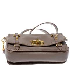 Miu Miu Grey Leather East West Pattina Messenger Bag