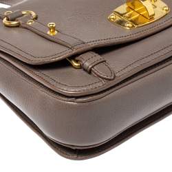 Miu Miu Grey Leather East West Pattina Messenger Bag