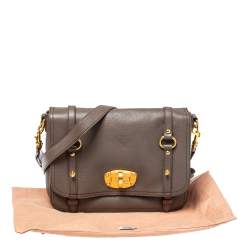 Miu Miu Grey Leather East West Pattina Messenger Bag