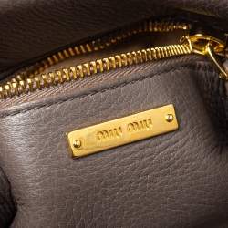 Miu Miu Grey Leather East West Pattina Messenger Bag