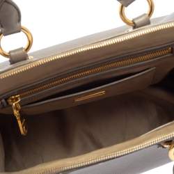Pre Owned Miu Miu Grey Madras Leather Bauletto Bag