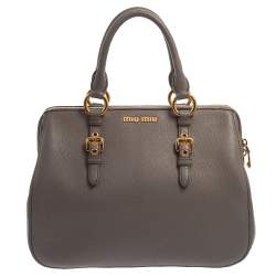 Miu Miu Beige Distressed Vitello Lux Small Bow Bag with Strap