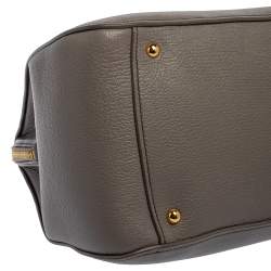 Pre Owned Miu Miu Grey Madras Leather Bauletto Bag