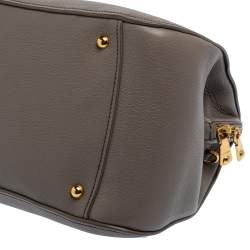 Pre Owned Miu Miu Grey Madras Leather Bauletto Bag