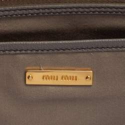 Pre Owned Miu Miu Grey Madras Leather Bauletto Bag