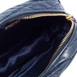 Miu Miu Navy Blue Matelassé Leather Camera Crossbody Bag
