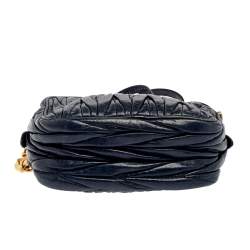 Miu Miu Navy Blue Matelassé Leather Camera Crossbody Bag