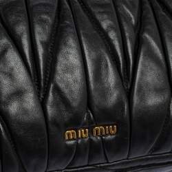 Pre Owned Miu Mu Black Matelassé Leather Flap Shoulder Bag