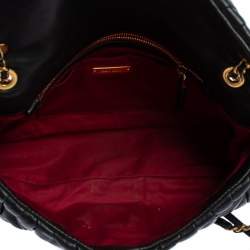 Pre Owned Miu Mu Black Matelassé Leather Flap Shoulder Bag