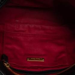 Pre Owned Miu Mu Black Matelassé Leather Flap Shoulder Bag