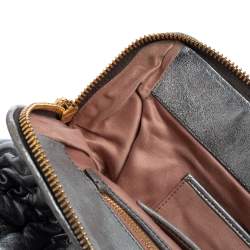 Pre Owned Miu Miu Metallic Grey Matelasse Leather Special Edition 08/08 Frame Satchel