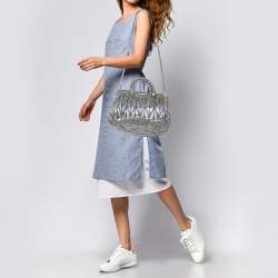 Pre Owned Miu Miu Metallic Grey Matelasse Leather Special Edition 08/08 Frame Satchel