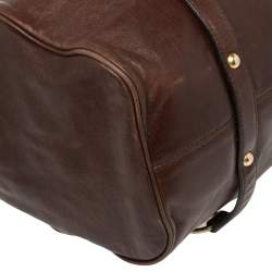 Pre Owned Miu Miu Dark Brown Vitello Lux Leather Side Bow Tote
