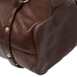 Pre Owned Miu Miu Dark Brown Vitello Lux Leather Side Bow Tote