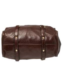 Pre Owned Miu Miu Dark Brown Vitello Lux Leather Side Bow Tote