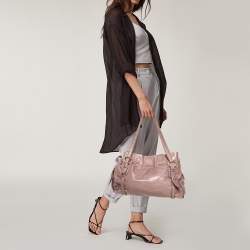 Pre Owned Miu Miu Pale Pink Vitello Shine Leather Drawstring Tote