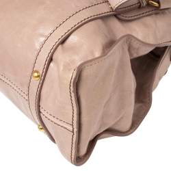 Pre Owned Miu Miu Pale Pink Vitello Shine Leather Drawstring Tote