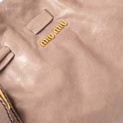 Pre Owned Miu Miu Pale Pink Vitello Shine Leather Drawstring Tote