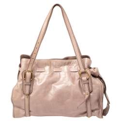 Pre Owned Miu Miu Pale Pink Vitello Shine Leather Drawstring Tote