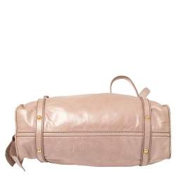 Pre Owned Miu Miu Pale Pink Vitello Shine Leather Drawstring Tote