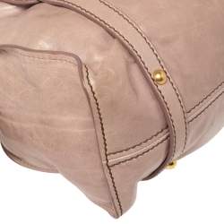 Pre Owned Miu Miu Pale Pink Vitello Shine Leather Drawstring Tote