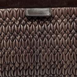 مملوكة مسبقًا Miu Miu Brown Matelasse Leather Frame Clutch