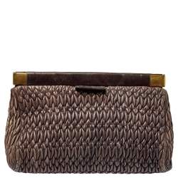 مملوكة مسبقًا Miu Miu Brown Matelasse Leather Frame Clutch