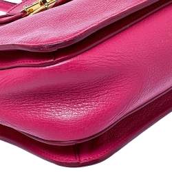 Pre Owned حقيبة يد ميو ميو جلد مادراس فوشيا