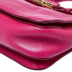 Pre Owned حقيبة يد ميو ميو جلد مادراس فوشيا