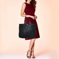 Miu Miu Dark Grey Leather Shopper Tote