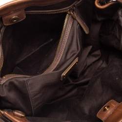 Pre Owned Miu Miu Mocha Brown Matelasse Leather Buckle Tote