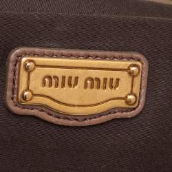 Pre Owned Miu Miu Mocha Brown Matelasse Leather Buckle Tote