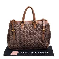 Pre Owned Miu Miu Mocha Brown Matelasse Leather Buckle Tote