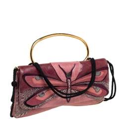 Miu Miu Pink Leather And Python Dragonfly Shoulder Bag