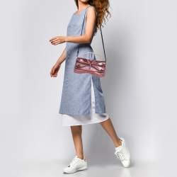 Miu Miu Pink Leather And Python Dragonfly Shoulder Bag