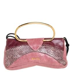 Miu Miu Pink Leather And Python Dragonfly Shoulder Bag