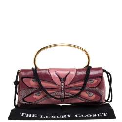 Miu Miu Pink Leather And Python Dragonfly Shoulder Bag