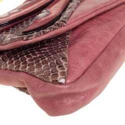 Miu Miu Pink Leather And Python Dragonfly Shoulder Bag