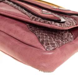 Miu Miu Pink Leather And Python Dragonfly Shoulder Bag