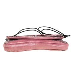 Miu Miu Pink Leather And Python Dragonfly Shoulder Bag