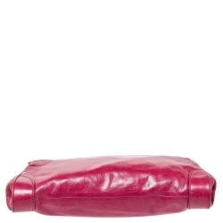 Pre Owned Miu Miu Fuchsia Crinkled Leather Clutch