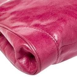 Pre Owned Miu Miu Fuchsia Crinkled Leather Clutch
