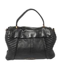 Pre Owned Miu Miu Black Quilted Leather Biker Top Handle Bag
