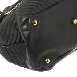 Pre Owned Miu Miu Black Quilted Leather Biker Top Handle Bag