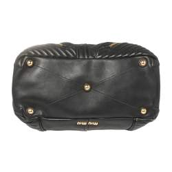 Pre Owned Miu Miu Black Quilted Leather Biker Top Handle Bag