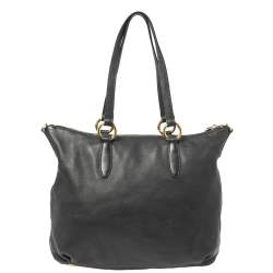 Pre Owned Miu Miu Black Leather Tote Bag