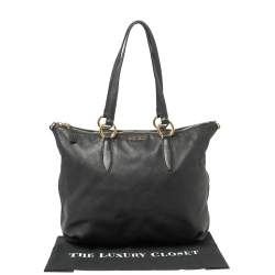 Pre Owned Miu Miu Black Leather Tote Bag