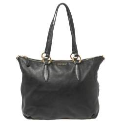 Pre Owned Miu Miu Black Leather Tote Bag