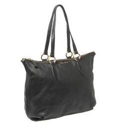 Pre Owned Miu Miu Black Leather Tote Bag